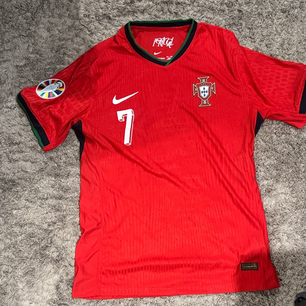 Nike Red Portugal Soccer Jersey with Number player version  7